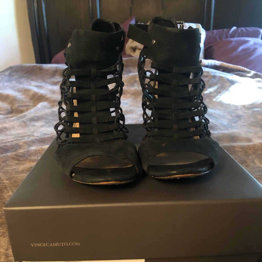 Vince Camuto wedge VC-Evel silk goat black heels